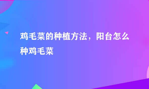 鸡毛菜的种植方法，阳台怎么种鸡毛菜