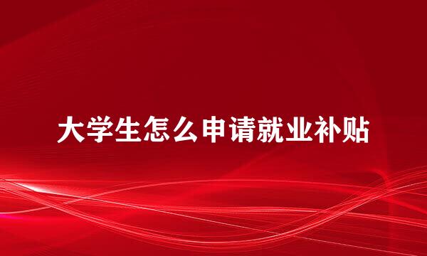 大学生怎么申请就业补贴