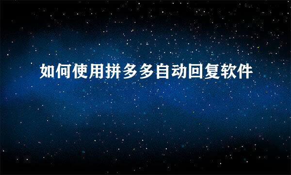 如何使用拼多多自动回复软件