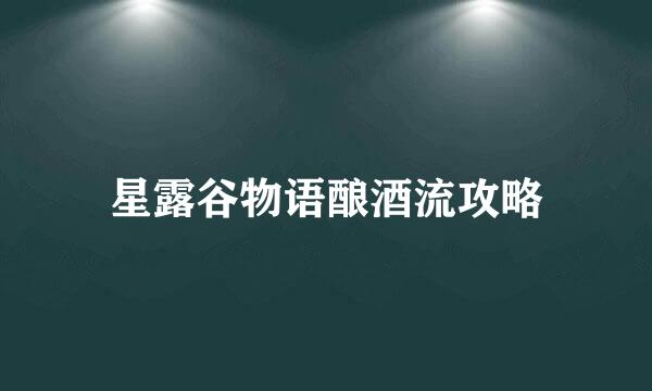 星露谷物语酿酒流攻略