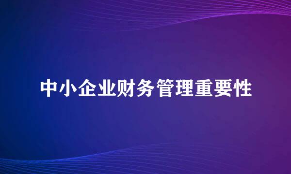 中小企业财务管理重要性