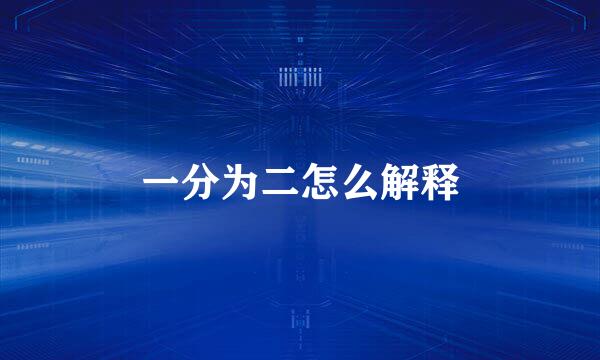 一分为二怎么解释