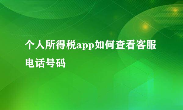 个人所得税app如何查看客服电话号码