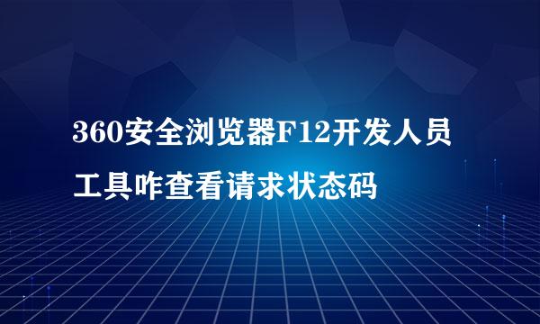360安全浏览器F12开发人员工具咋查看请求状态码