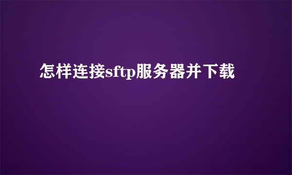 怎样连接sftp服务器并下载