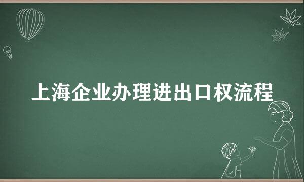 上海企业办理进出口权流程