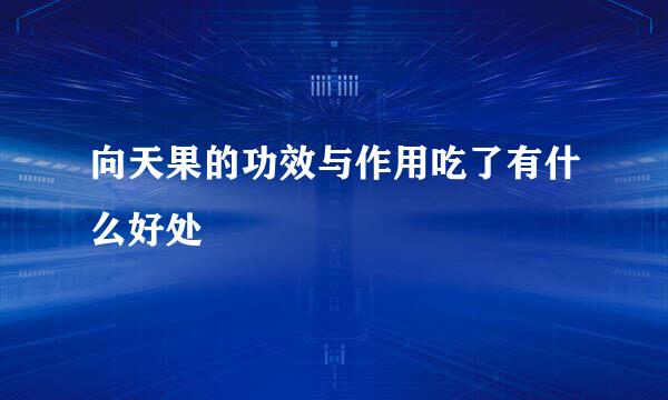 向天果的功效与作用吃了有什么好处
