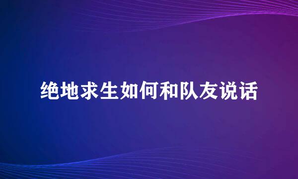 绝地求生如何和队友说话