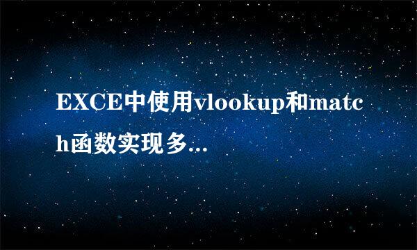 EXCE中使用vlookup和match函数实现多字段查找