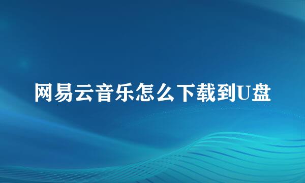 网易云音乐怎么下载到U盘