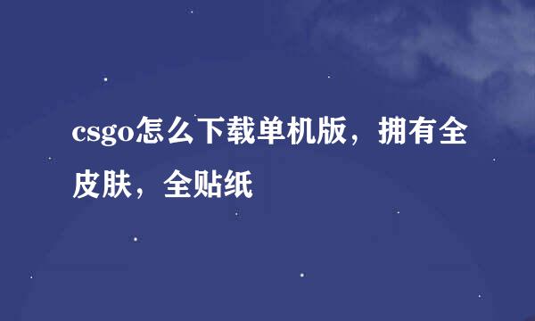 csgo怎么下载单机版，拥有全皮肤，全贴纸