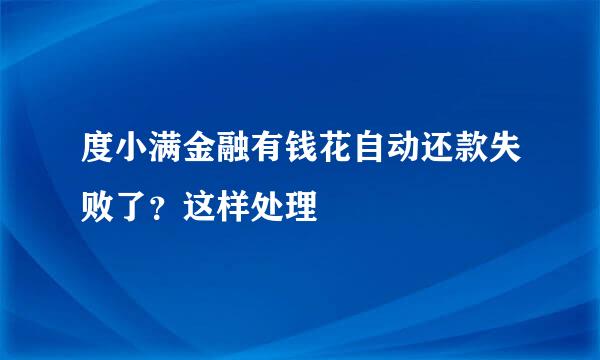 度小满金融有钱花自动还款失败了？这样处理