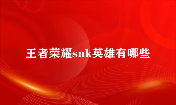 王者荣耀snk英雄有哪些