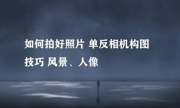 如何拍好照片 单反相机构图技巧 风景、人像