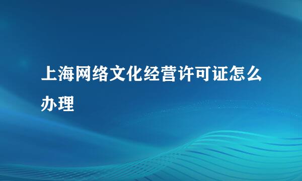 上海网络文化经营许可证怎么办理