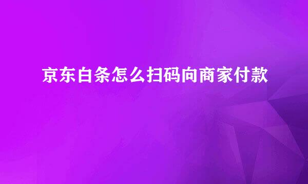 京东白条怎么扫码向商家付款