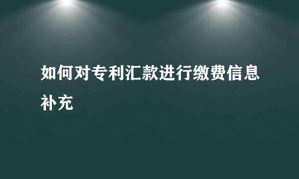 如何对专利汇款进行缴费信息补充