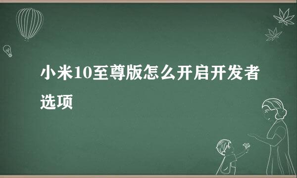 小米10至尊版怎么开启开发者选项
