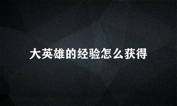 大英雄的经验怎么获得