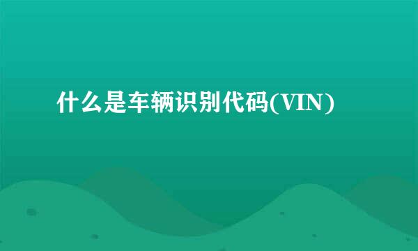 什么是车辆识别代码(VIN)
