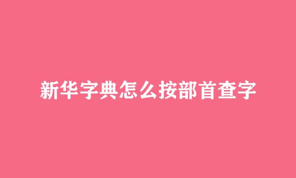 新华字典怎么按部首查字