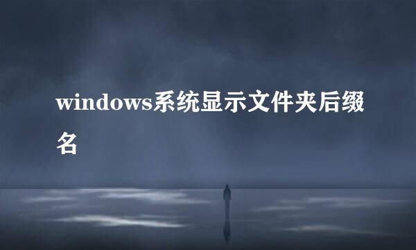 windows系统显示文件夹后缀名