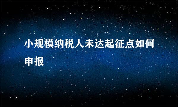 小规模纳税人未达起征点如何申报