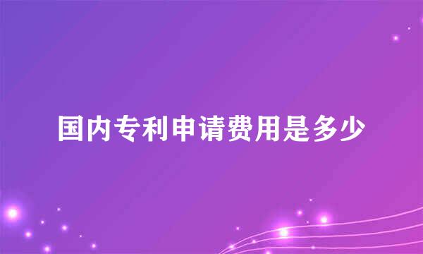 国内专利申请费用是多少