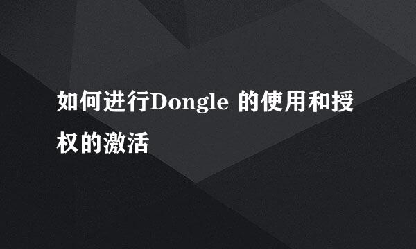 如何进行Dongle 的使用和授权的激活