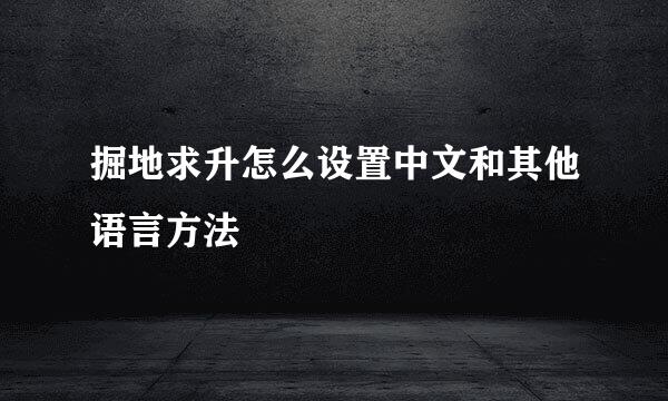 掘地求升怎么设置中文和其他语言方法