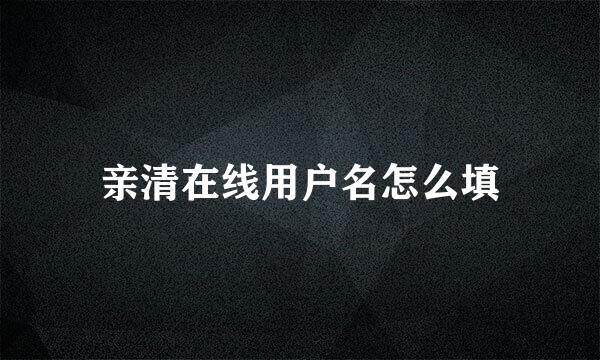 亲清在线用户名怎么填
