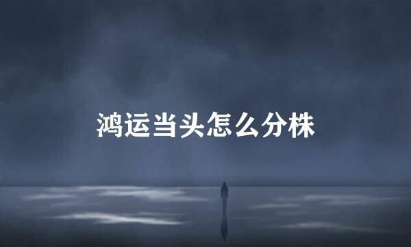 鸿运当头怎么分株
