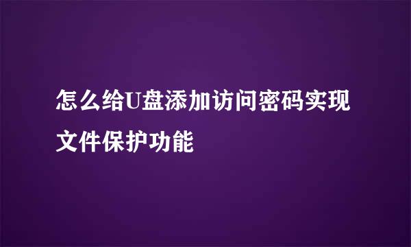 怎么给U盘添加访问密码实现文件保护功能