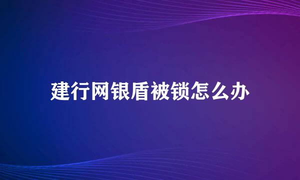建行网银盾被锁怎么办