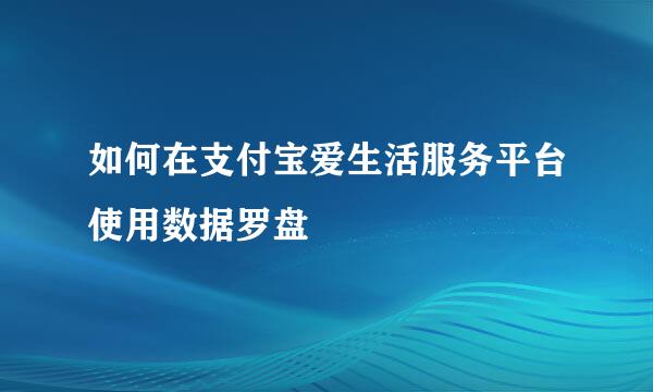如何在支付宝爱生活服务平台使用数据罗盘
