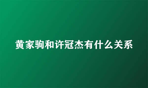 黄家驹和许冠杰有什么关系