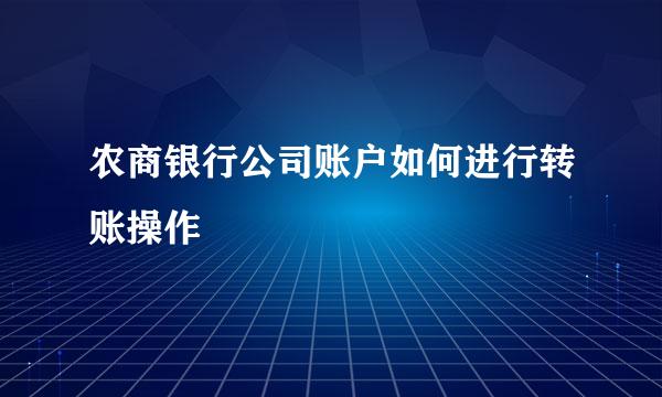 农商银行公司账户如何进行转账操作