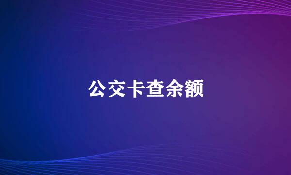 公交卡查余额