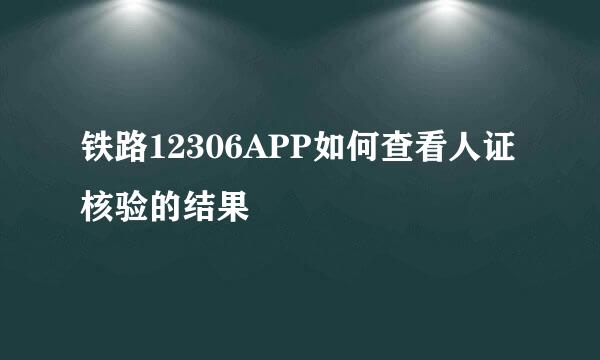 铁路12306APP如何查看人证核验的结果