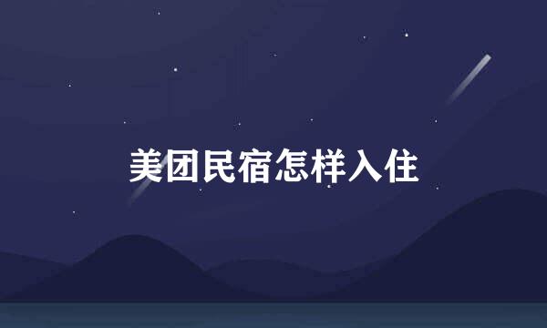 美团民宿怎样入住