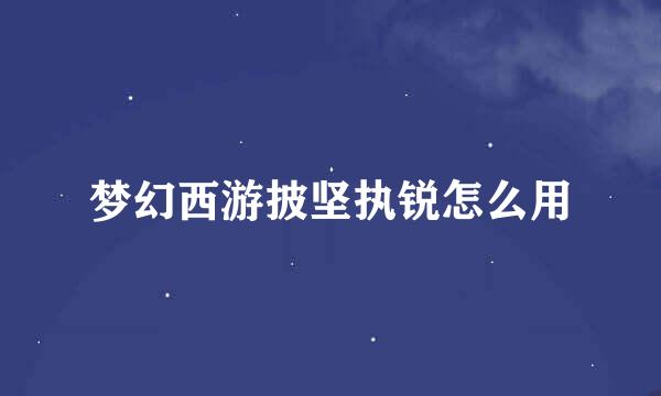 梦幻西游披坚执锐怎么用