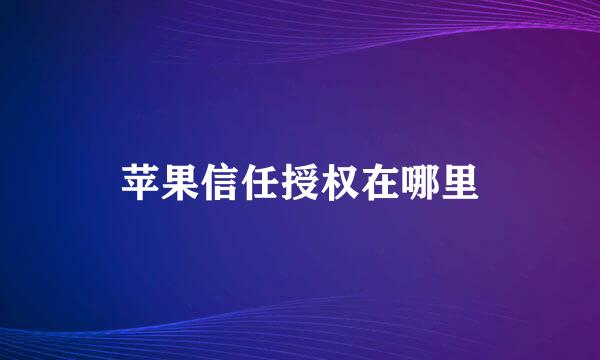 苹果信任授权在哪里