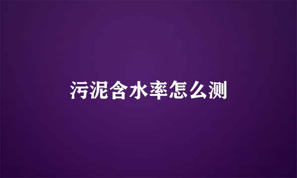 污泥含水率怎么测