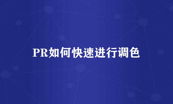 PR如何快速进行调色