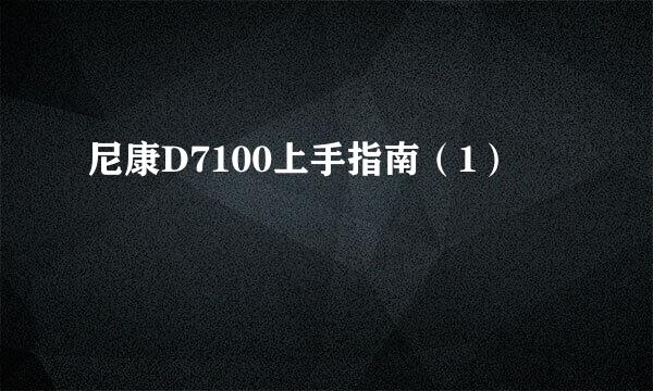 尼康D7100上手指南（1）