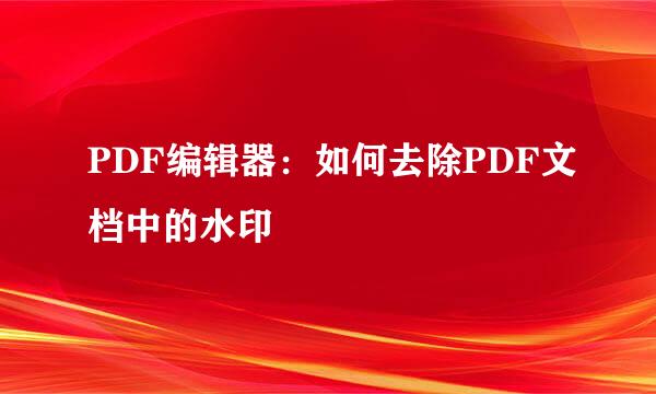 PDF编辑器：如何去除PDF文档中的水印