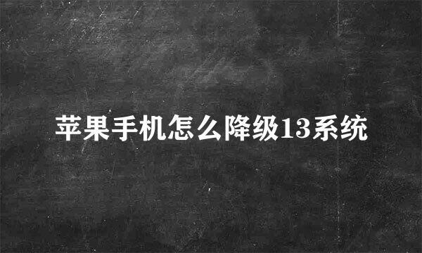苹果手机怎么降级13系统