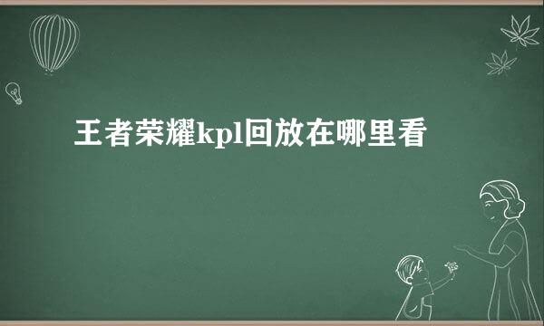 王者荣耀kpl回放在哪里看