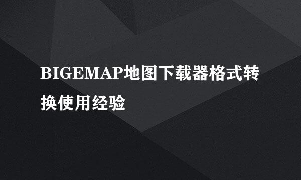 BIGEMAP地图下载器格式转换使用经验