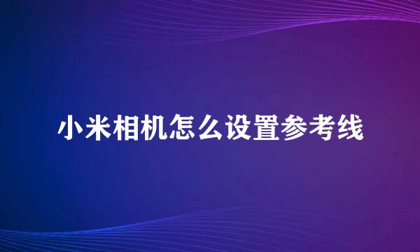 小米相机怎么设置参考线
